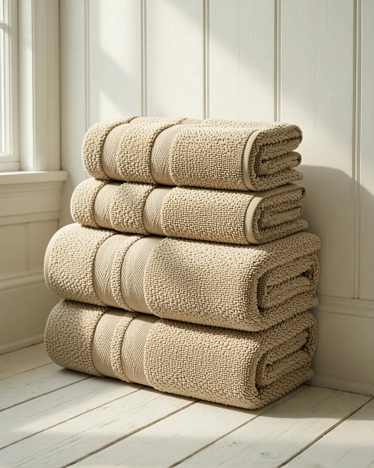Plush Bath Towel Set, 2 bath towels and 2 hand towels